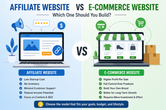 Affiliate Website vs E-commerce Website: Which One Should You Build in 2026? The Complete Guide for Beginners